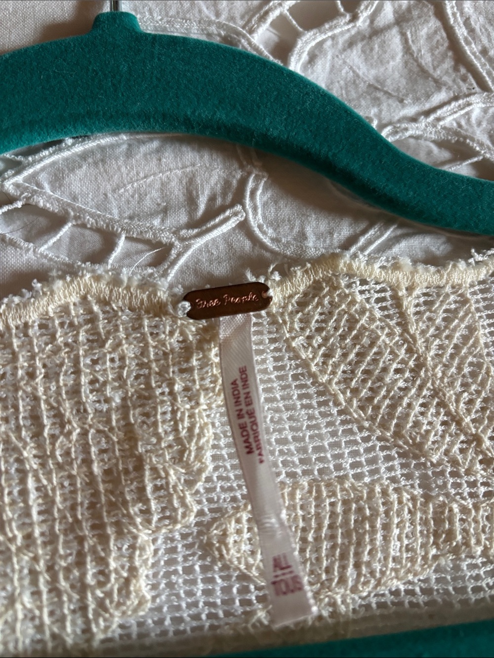 Free People Cream Open-Weave Shawl style top